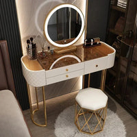 Luxury LED Makeup Vanity – White Dressing Table with Mirror & Storage for Bedroom or Salon