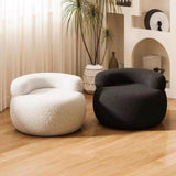 Lamb Wool Round Backrest Footstool