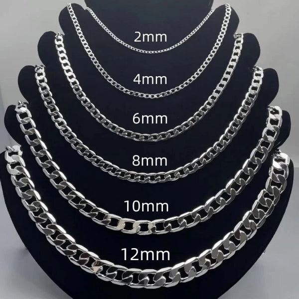 Men’s 925 Sterling Silver Face Chain Necklace 2–12mm 40–75cm Lobster Clasp Jewelry