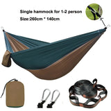 Solid Color Double Parachute Hammock with Straps & Black Carabiners – Camping & Travel