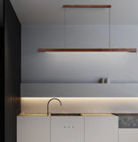 Nordic Wood Pendant Lights LED Modern Hanging Lamps for Dining Living Room Kitchen Office Shop Long Strip Celling Lamp