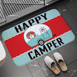 Non-slip Washable Kitchen Mat - Happy Campers Design, Absorbent Bathroom Rug, Caravan Doormat