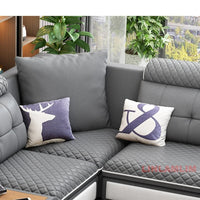 MINGDIBAO Modern U-Shaped Fabric Sectional Sofa with Speaker, Adjustable Headrests,USB Charging - Comfortable Quilted Upholstery