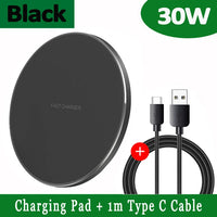 FDGAO 30W Wireless Charger - USB C Fast Charging Pad - Quick Charge QC 3.0 - For iPhone 14/13/12/11 XS XR X 8 - Samsung S22 S21 S20