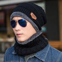 Winter Skullies Beanies Hat - Unisex Wool Scarf Cap with Balaclava Mask