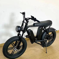 V8 Electric Bicycle 20 Inch Fat Tire Moped Bike 750W Motor 48V 30AH Lithium Dual Battery Mountain Off-road eBike Longer Distance