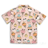 Men’s Hawaiian Ice Cream Print Short Sleeve Shirt – Summer Beach Casual Tee