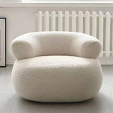 Lamb Wool Round Backrest Footstool