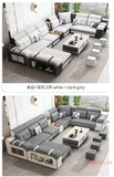 MINGDIBAO Modern U-Shaped Fabric Sectional Sofa with Speaker, Adjustable Headrests,USB Charging - Comfortable Quilted Upholstery