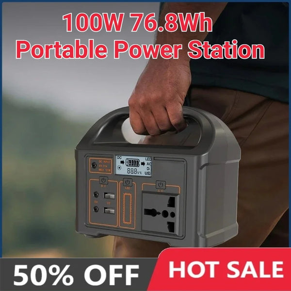 100W Portable Power Station – 76.8Wh Solar Generator & Power Bank