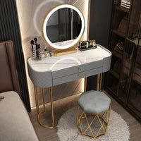 Luxury LED Makeup Vanity – White Dressing Table with Mirror & Storage for Bedroom or Salon