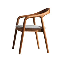 Nordic Wooden Dining Chair – Simple Design with Armrests & Backrest