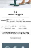 Electric Water Mop Cleaner Machine 360° Rotatable Spin Cleaning Mop Squeeze Wet and Dry Use Hand Push Household Floor Cleaning