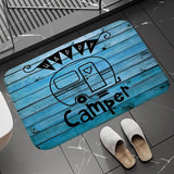 Non-slip Washable Kitchen Mat - Happy Campers Design, Absorbent Bathroom Rug, Caravan Doormat
