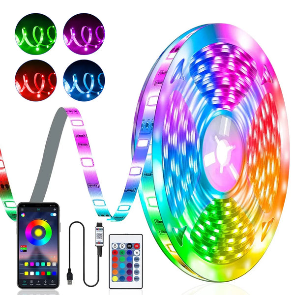 RGB LED Strip Lights 5050 – 1M-30M Color Changing with Music Sync (16 Million Colors)