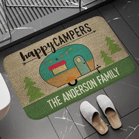 Non-slip Washable Kitchen Mat - Happy Campers Design, Absorbent Bathroom Rug, Caravan Doormat