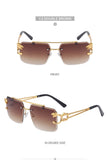 Fashion Metal Leopard Rimless Sunglasses Double Bridges Gradient Ocean Film Shades UV400
