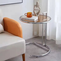 Transparent Nordic Glass Coffee Table – Adjustable Steel Side Table