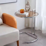 Transparent Nordic Glass Coffee Table – Adjustable Steel Side Table