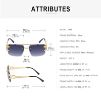 Fashion Metal Leopard Rimless Sunglasses Double Bridges Gradient Ocean Film Shades UV400