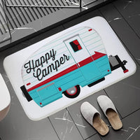 Non-slip Washable Kitchen Mat - Happy Campers Design, Absorbent Bathroom Rug, Caravan Doormat