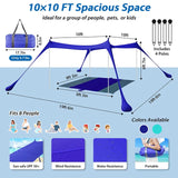 Large UPF50+ Beach Tent - 10x10 FT Family Shade Canopy