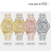 Men's Luxury Baguette Drop Ice Out Diamond Quartz Watch - Battery Powered (Wholesale)