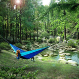 Solid Color Double Parachute Hammock with Straps & Black Carabiners – Camping & Travel