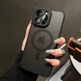 Luxury Matte Armor Magnetic Wireless Charging Case for iPhone 11–16 Pro Max – Shockproof Magsafe Compatible