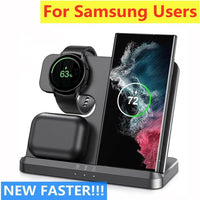 3 in 1 Wireless Charger Stand - For Samsung S22 S21 S20 S10 Ultra Note - Galaxy Watch 5 4 Active - Buds 15W Fast Charging Dock Station