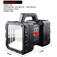 LED Flashlight XHP100 9-Core Super Bright Rechargeable Double Head Searchlight Handheld XHP70.2 Work Light Spotlight Floodling - Jack's Clearance