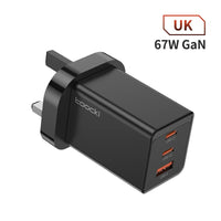 Toocki GaN 67W Charger Quick Charge QC4.0 PD3.0 Fast Charging Type C USB Charger for Macook Pad iPhone 15 14 Pro Max Plus Xiaomi