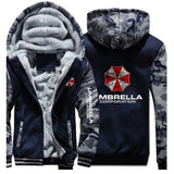 2025 Leisure Versatile Hoodies Autumn And Winter Man's Popular Jacket Umbrella Corporation Graphic Logo Print Fleece Warm Coat