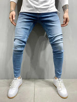 Street Style Ripped Vintage Wash Skinny Jeans for Men - Slim Fit Denim Trousers Jack's Clearance