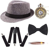 Retro 1920S 20S Gangster Set Men Party Props Berets Cigar Suspender Pocket Watch Gatsby Costume Accessories Set