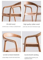 Nordic Wooden Dining Chair – Simple Design with Armrests & Backrest