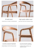 Nordic Wooden Dining Chair – Simple Design with Armrests & Backrest