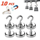 10PCS Strong Magnetic Hooks – Multi-Purpose Kitchen, Bathroom & Home Storage Hangers