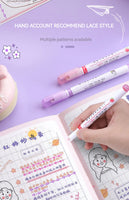 6Pcs/Set Flower Line Shape Highlighter Pen Roller Tip Curve Liner Marker Kawaii Korean Stationery School Office Supplies Gifts