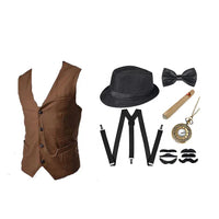 1920s Mens Gatsby Gangster Accessories Set Panama Hat Suspender Bow Tie 20s Great Gatsby Accessories