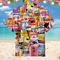 Men’s Hawaiian Ice Cream Print Short Sleeve Shirt – Summer Beach Casual Tee