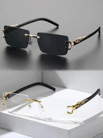 1 Pc Fashionable Trendy Frameless Rectangular Personalized Sunglasses For Daily Life