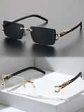 1 Pc Fashionable Trendy Frameless Rectangular Personalized Sunglasses For Daily Life