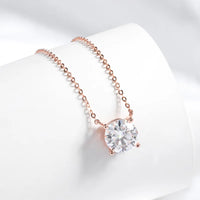 Rose Gold Moissanite Pendant Necklace – 1-5CT, Sterling Silver 925