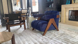 Nordic Wooden Armchair – Cozy Fabric Seat for Living Room, Balcony & Lounge