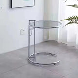 Transparent Nordic Glass Coffee Table – Adjustable Steel Side Table