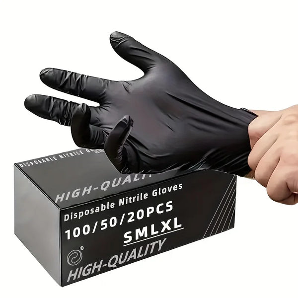 Black Nitrile Disposable Gloves – Thickened, Waterproof, Multipack (20/50/100 pcs)