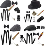 Retro 1920S 20S Gangster Set Men Party Props Berets Cigar Suspender Pocket Watch Gatsby Costume Accessories Set