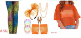 80's Women Retro Costume Set Women's 80s Leggings Fishnet Neon Shirt with Leg Warmers Gloves Necklace Bracelets Headband