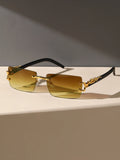 1 Pc Fashionable Trendy Frameless Rectangular Personalized Sunglasses For Daily Life